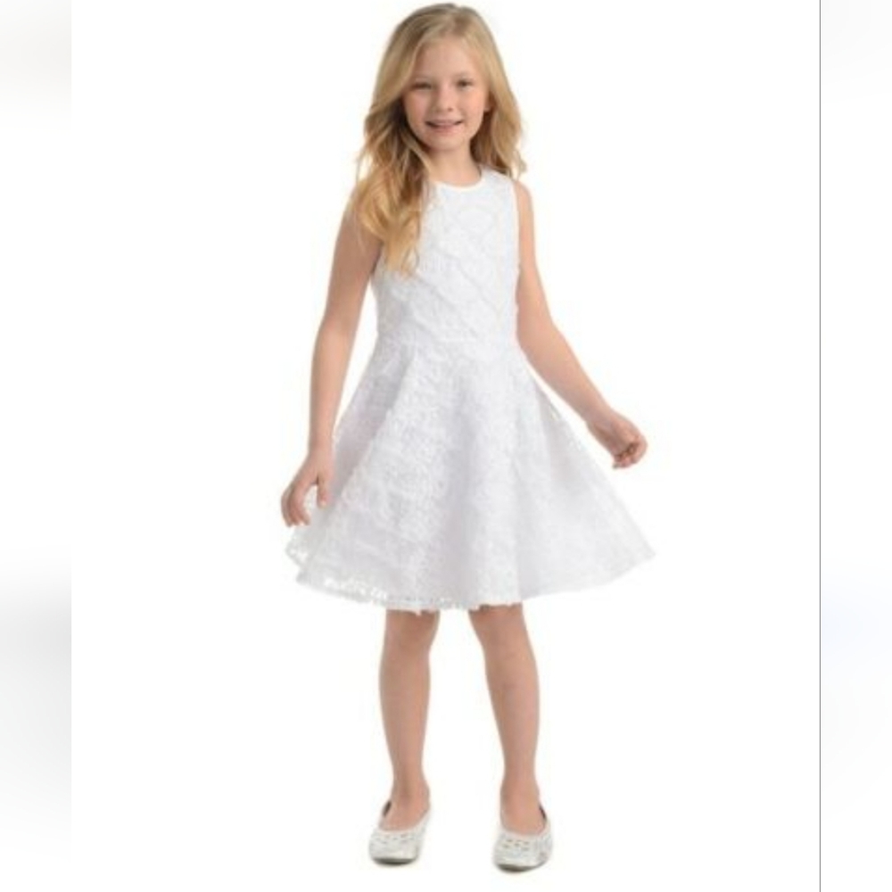 New! Belle Badgley Mischka Lace Overlay Skater Dress